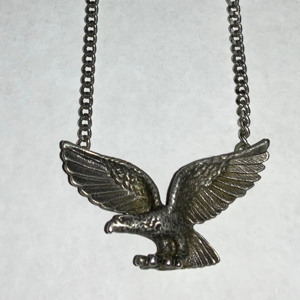Vintage Eagle Necklace Silver Toned